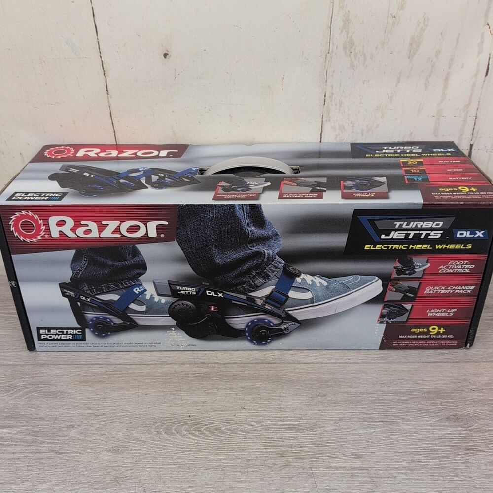 Razor Turbo Jetts Electric Heel Wheels DLX Blue w/Lighted Wheels Brand New